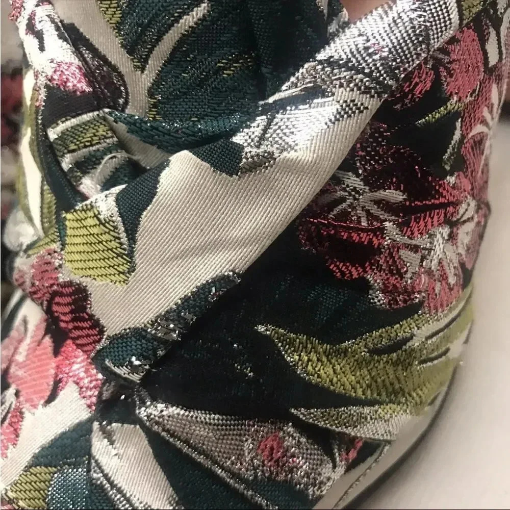 WOMEN'S MARC FISHER "HOGAN" GREEN & PINK FLORAL PRINT SLIDE SQUARE TOE HEELS 7 - Picture 4 of 6